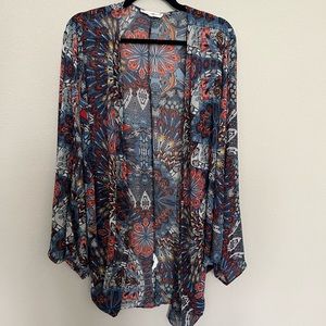 Blue multi color kimono